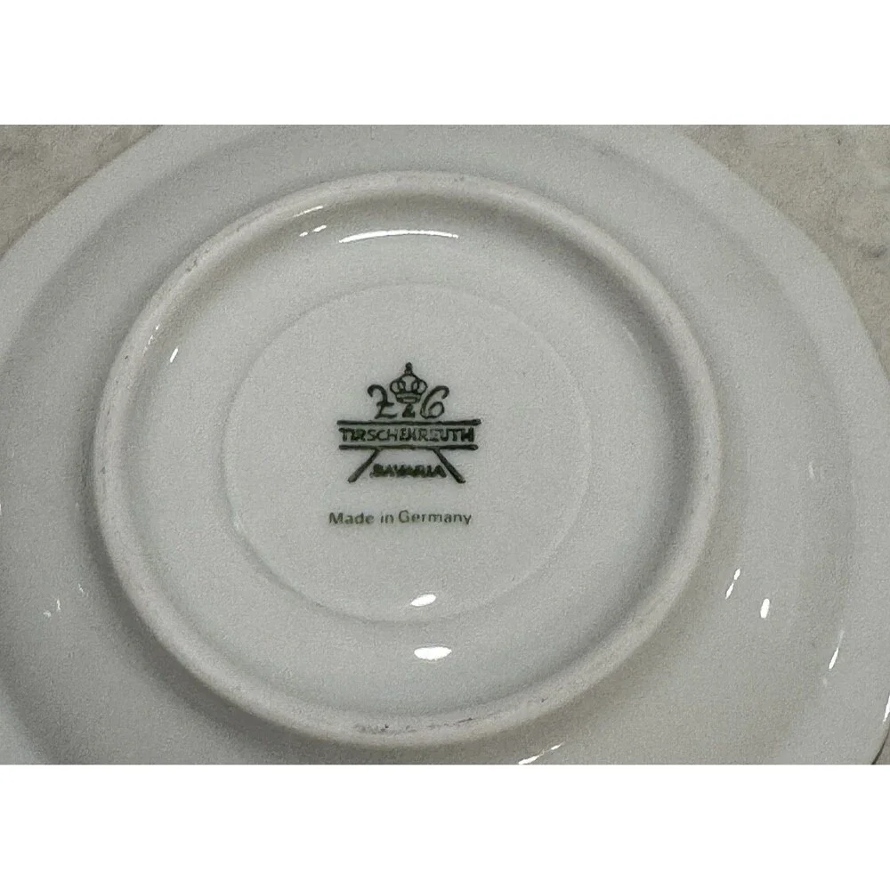 Tirschenreuth Bavaria Germany Porcelain Demitasse Cup Saucer Set 12 Sided Floral